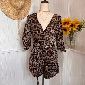 Leopard Print V-Neck Romper